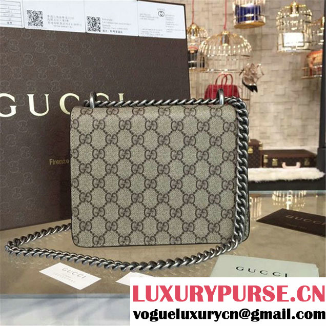 Gucci Dionysus GG Supreme Shoulder Small Bag Fall Winter 2016 Collection Black Suede Beige