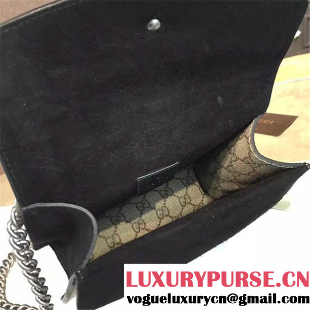 Gucci Dionysus GG Supreme Shoulder Small Bag Fall Winter 2016 Collection Black Suede Beige