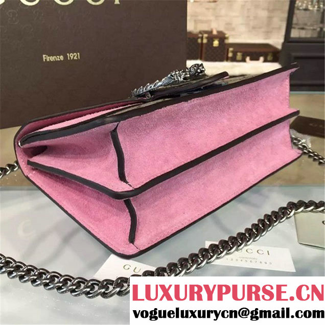 Gucci Dionysus GG Supreme Shoulder Medium Bag Fall Winter 2016 Collection Light Pink Suede Beige