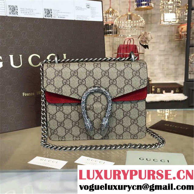 Gucci Dionysus GG Supreme Shoulder Small Bag Fall Winter 2016 Collection Burgundy Beige