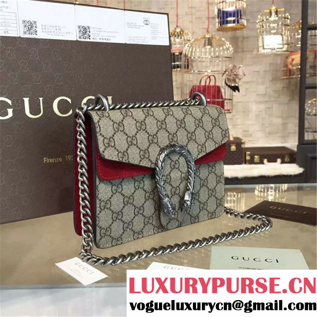 Gucci Dionysus GG Supreme Shoulder Small Bag Fall Winter 2016 Collection Burgundy Beige
