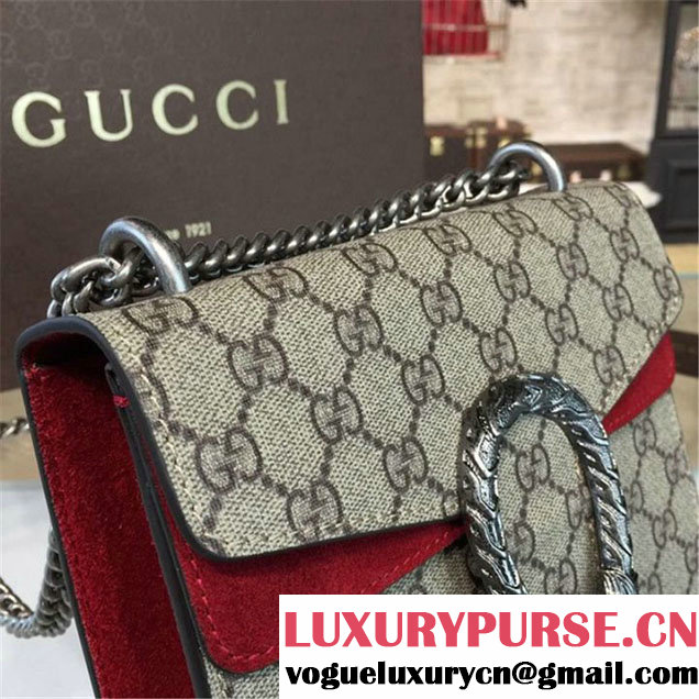 Gucci Dionysus GG Supreme Shoulder Small Bag Fall Winter 2016 Collection Burgundy Beige