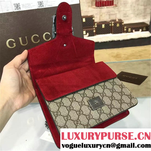 Gucci Dionysus GG Supreme Shoulder Small Bag Fall Winter 2016 Collection Burgundy Beige