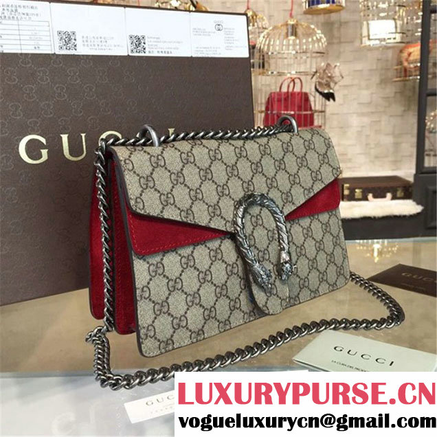 Gucci Dionysus GG Supreme Shoulder Medium Bag Fall Winter 2016 Collection Burgundy Beige