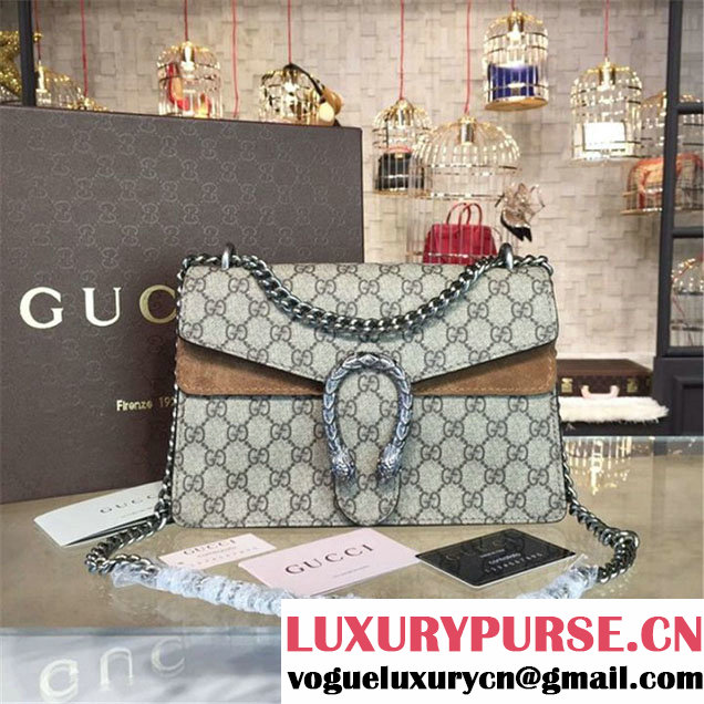 Gucci Dionysus GG Supreme Shoulder Small Bag Fall Winter 2016 Collection Tan Beige