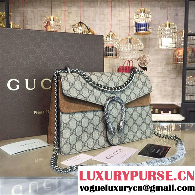 Gucci Dionysus GG Supreme Shoulder Small Bag Fall Winter 2016 Collection Tan Beige