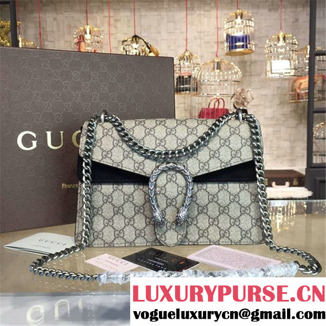 Gucci Dionysus GG Supreme Shoulder Small Bag Fall Winter 2016 Collection Black Beige