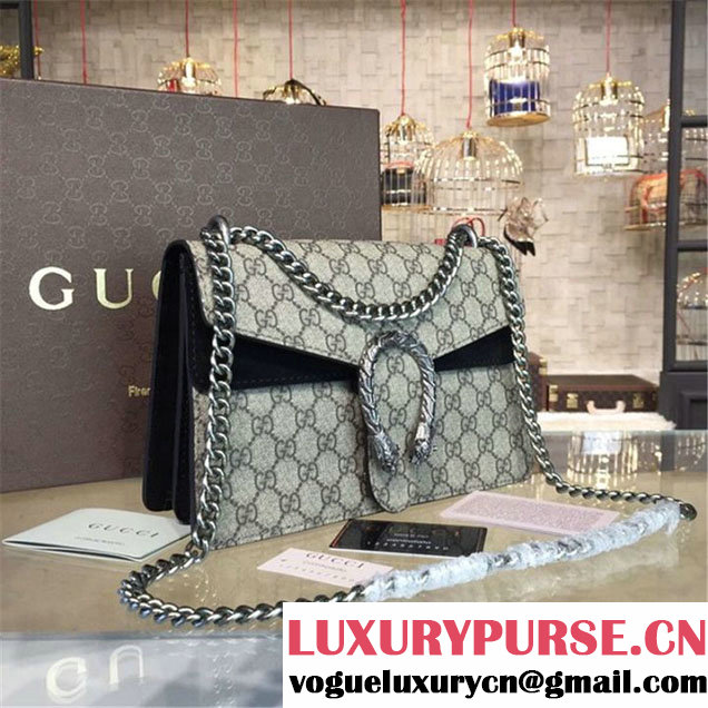 Gucci Dionysus GG Supreme Shoulder Small Bag Fall Winter 2016 Collection Black Beige