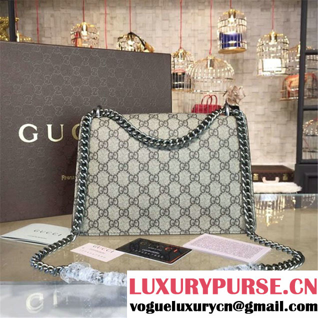 Gucci Dionysus GG Supreme Shoulder Small Bag Fall Winter 2016 Collection Black Beige