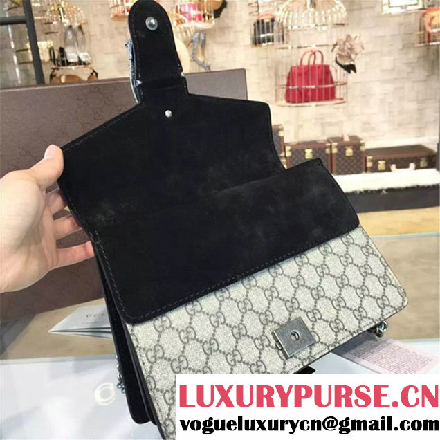 Gucci Dionysus GG Supreme Shoulder Small Bag Fall Winter 2016 Collection Black Beige