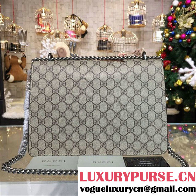 Gucci Dionysus GG Supreme Shoulder Large Bag with Bee Embroidery Fall Winter 2016 Collection Khaki Beige