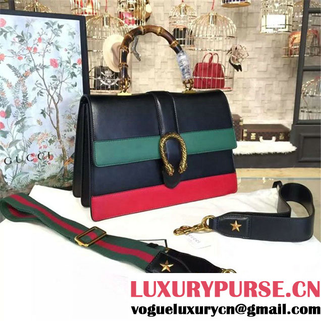 Gucci Dionysus Leather Bamboo Large Top Handle Bag Fall Winter 2016 Collection Hibiscus Red Green Black