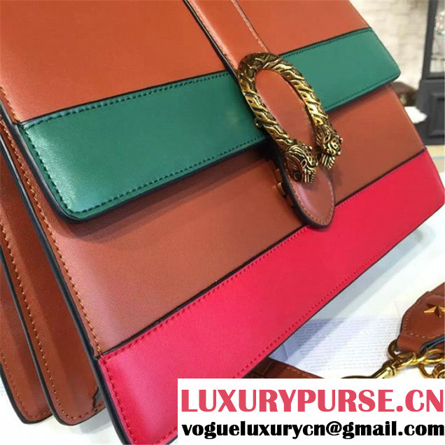Gucci Dionysus Leather Bamboo Large Top Handle Bag Fall Winter 2016 Collection Hibiscus Red Tan Green