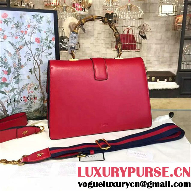 Gucci Dionysus Leather Bamboo Large Top Handle Bag Fall Winter 2016 Collection Hibiscus Red