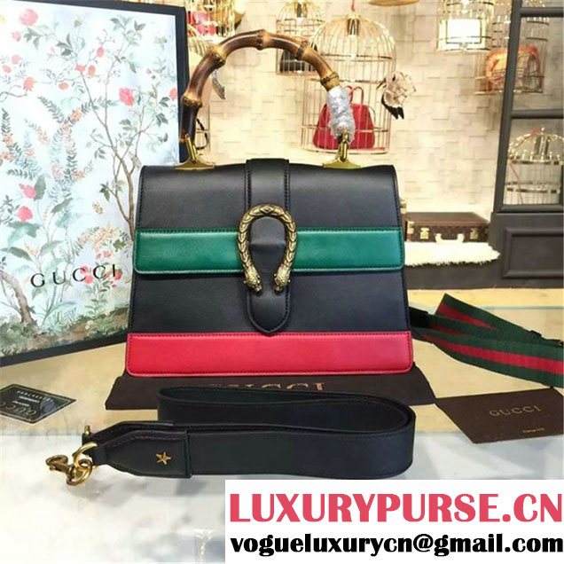 Gucci Dionysus Leather Bamboo Large Top Handle Bag Fall Winter 2016 Collection Hibiscus Red Green Black