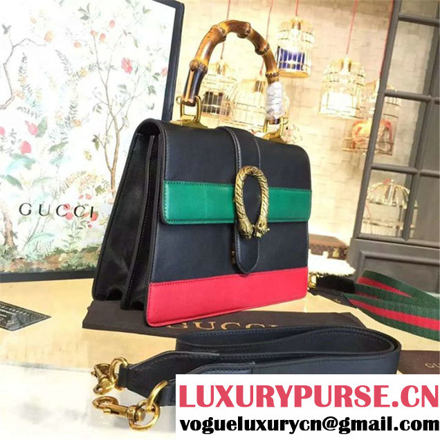 Gucci Dionysus Leather Bamboo Large Top Handle Bag Fall Winter 2016 Collection Hibiscus Red Green Black