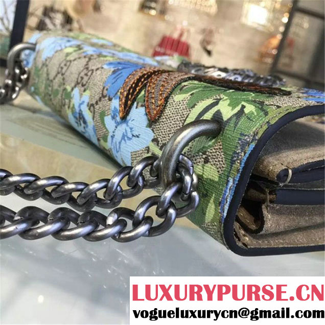 Gucci Dionysus GG Supreme Canvas Shoulder Medium Bag Blooms Print with Bee Embroidery Fall Winter 2016 Collection Tan Suede Beige