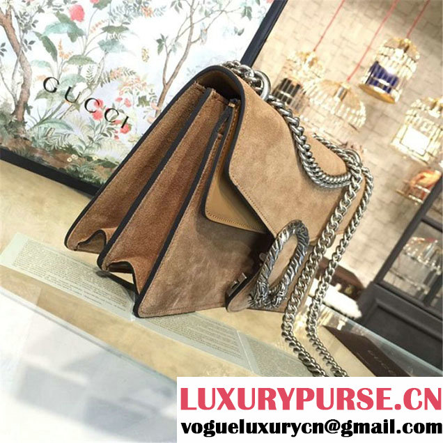 Gucci Dionysus GG Supreme Suede Shoulder Medium Bag Fall Winter 2016 Collection Light Brown