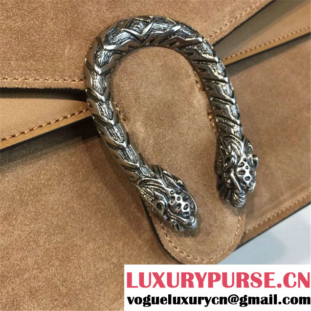 Gucci Dionysus GG Supreme Suede Shoulder Medium Bag Fall Winter 2016 Collection Light Brown