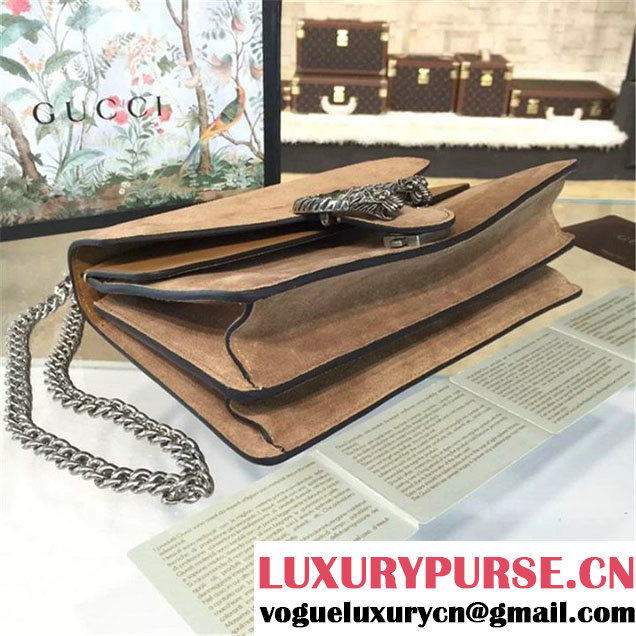 Gucci Dionysus GG Supreme Suede Shoulder Medium Bag Fall Winter 2016 Collection Light Brown