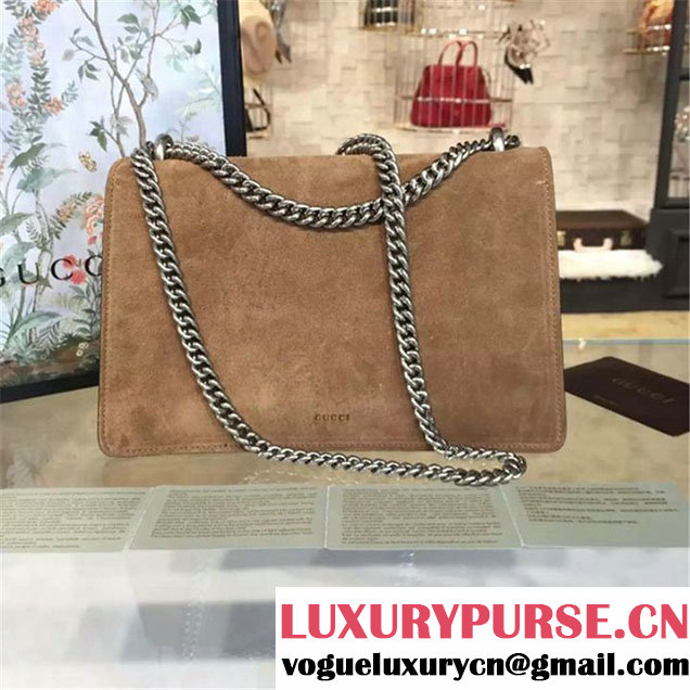 Gucci Dionysus GG Supreme Suede Shoulder Medium Bag Fall Winter 2016 Collection Light Brown