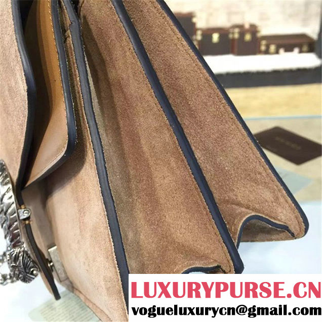 Gucci Dionysus GG Supreme Suede Shoulder Medium Bag Fall Winter 2016 Collection Light Brown