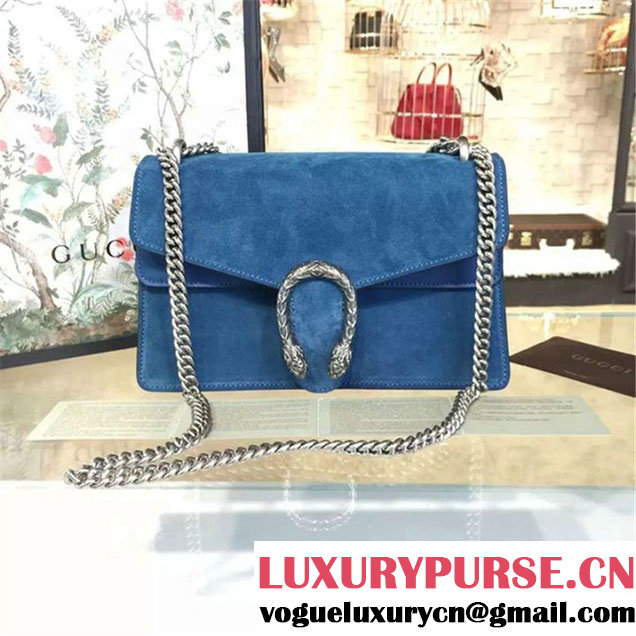 Gucci Dionysus GG Supreme Suede Shoulder Medium Bag Fall Winter 2016 Collection Light Blue