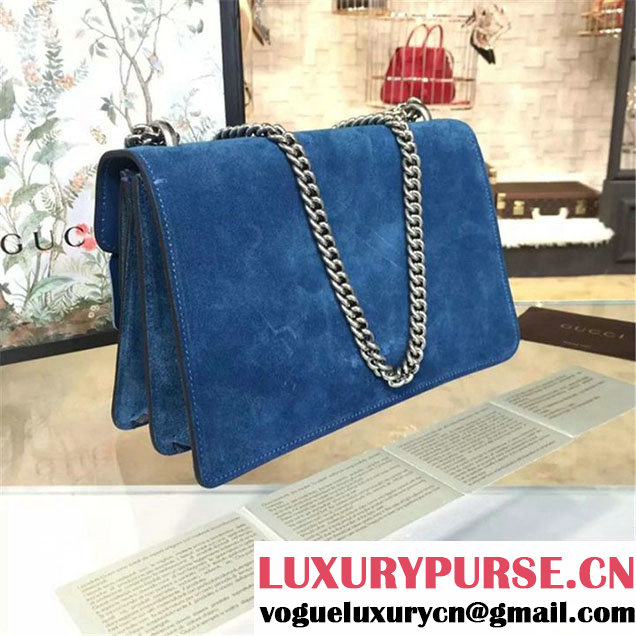 Gucci Dionysus GG Supreme Suede Shoulder Medium Bag Fall Winter 2016 Collection Light Blue