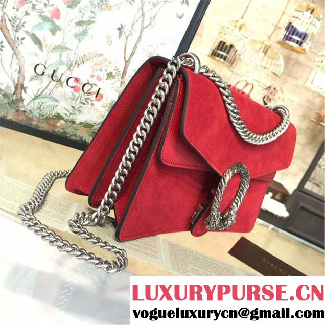 Gucci Dionysus GG Supreme Suede Shoulder Medium Bag Fall Winter 2016 Collection Red