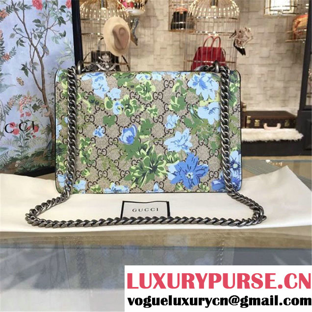 Gucci Dionysus GG Supreme Canvas Shoulder Large Bag Blooms Print with Bee Embroidery Fall Winter 2016 Collection Beige Suede Beige