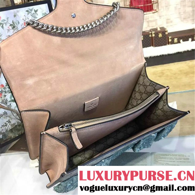 Gucci Dionysus GG Supreme Canvas Shoulder Large Bag with Mouth and Lightening Bolt Appliqué Fall Winter 2016 Collection Beige Suede Beige