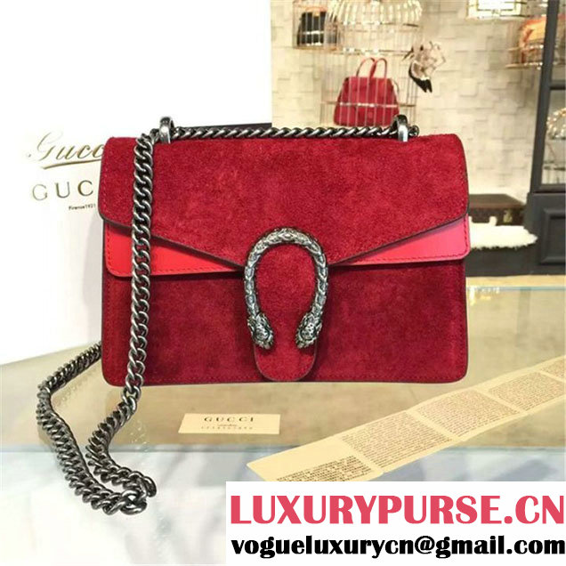 Gucci Dionysus GG Supreme Suede Shoulder Large Bag Fall Winter 2016 Collection Red