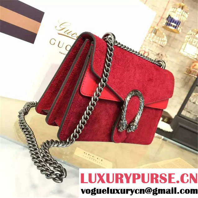 Gucci Dionysus GG Supreme Suede Shoulder Large Bag Fall Winter 2016 Collection Red