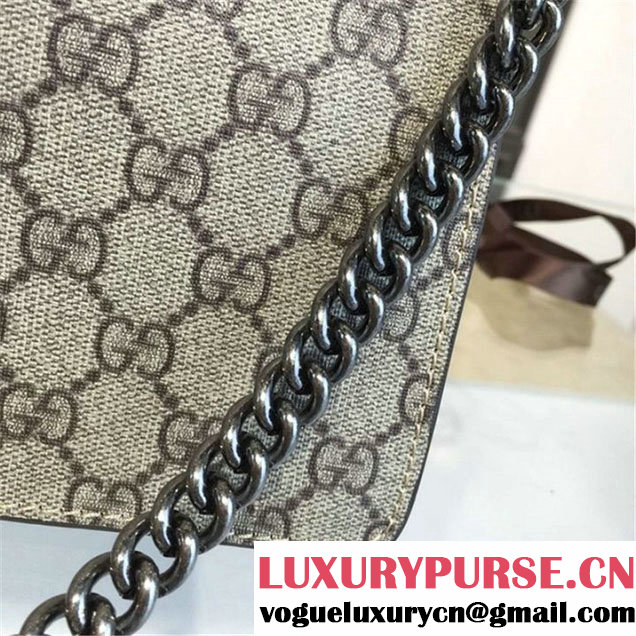 Gucci Dionysus GG Supreme Canvas Shoulder Large Bag with Bee Embroidery Fall Winter 2016 Collection Burgundy Suede Beige