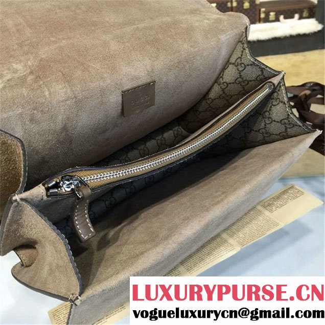Gucci Dionysus GG Supreme Canvas Shoulder Large Bag with Bee Embroidery Fall Winter 2016 Collection Beige Suede Beige