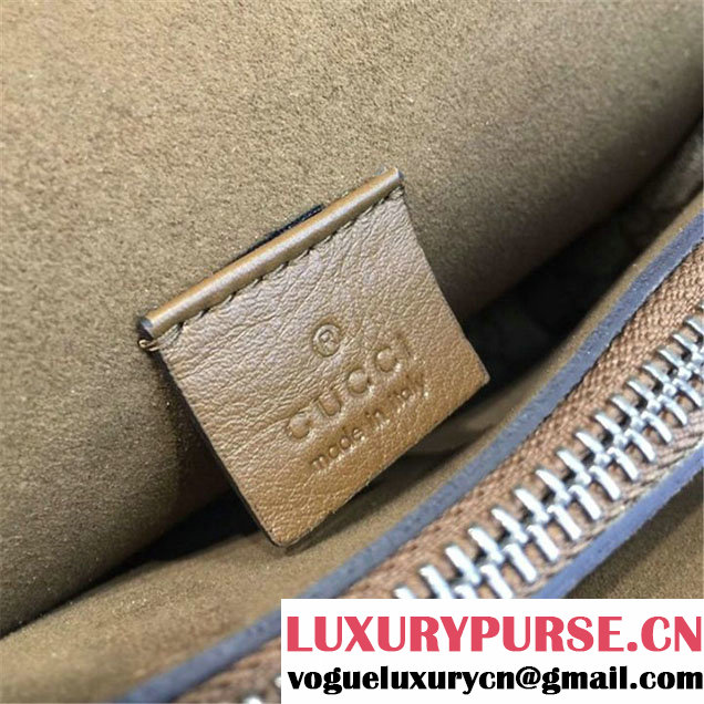Gucci Dionysus GG Supreme Canvas Shoulder Medium Bag with Bee Embroidery Fall Winter 2016 Collection Brown Suede Beige