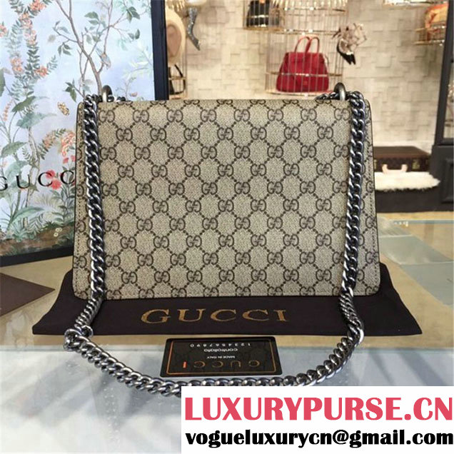 Gucci Dionysus GG Supreme Canvas Butterfly and Flowers Embroidery Medium Shoulder Bag Fall Winter 2016 Collection Orange Suede Beige