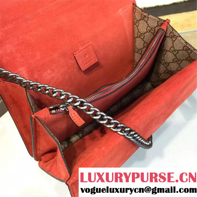 Gucci Dionysus GG Supreme Canvas Butterfly and Flowers Embroidery Medium Shoulder Bag Fall Winter 2016 Collection Orange Suede Beige