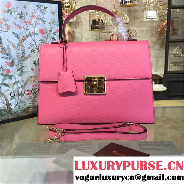 Gucci Padlock Signature Top Handle Leather Bag Fall Winter 2016 Collection Pink