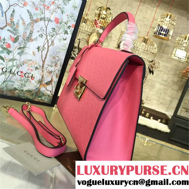 Gucci Padlock Signature Top Handle Leather Bag Fall Winter 2016 Collection Pink