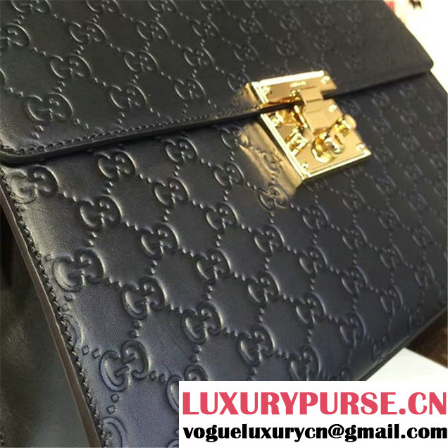 Gucci Padlock Signature Top Handle Leather Bag Fall Winter 2016 Collection Black