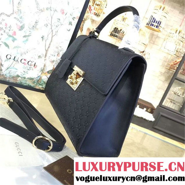 Gucci Padlock Signature Top Handle Leather Bag Fall Winter 2016 Collection Black