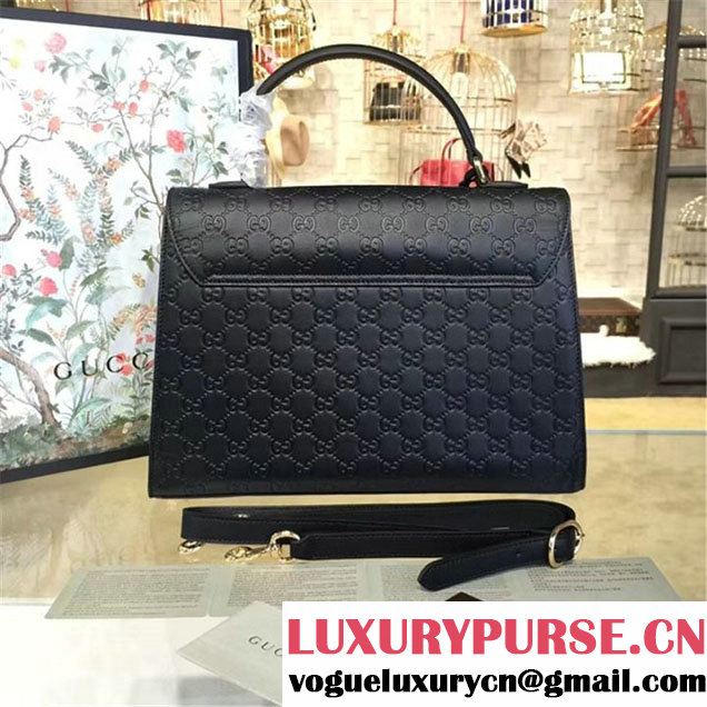 Gucci Padlock Signature Top Handle Leather Bag Fall Winter 2016 Collection Black