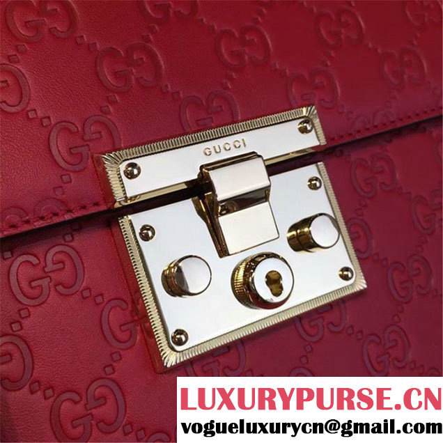 Gucci Padlock Signature Top Handle Leather Bag Fall Winter 2016 Collection Hibiscus Red