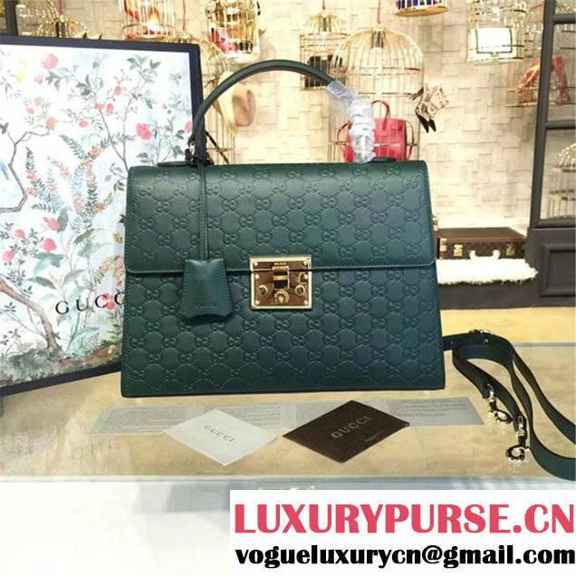 Gucci Padlock Signature Top Handle Leather Bag Fall Winter 2016 Collection Green