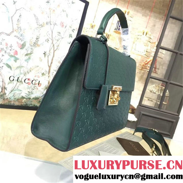 Gucci Padlock Signature Top Handle Leather Bag Fall Winter 2016 Collection Green