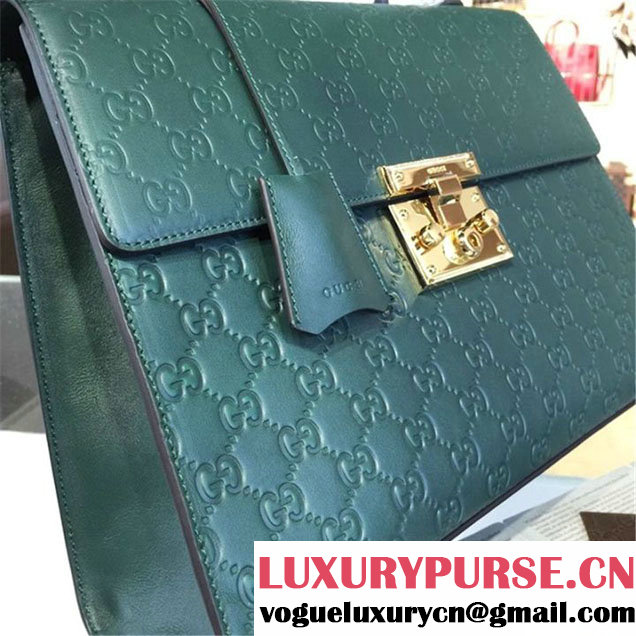 Gucci Padlock Signature Top Handle Leather Bag Fall Winter 2016 Collection Green