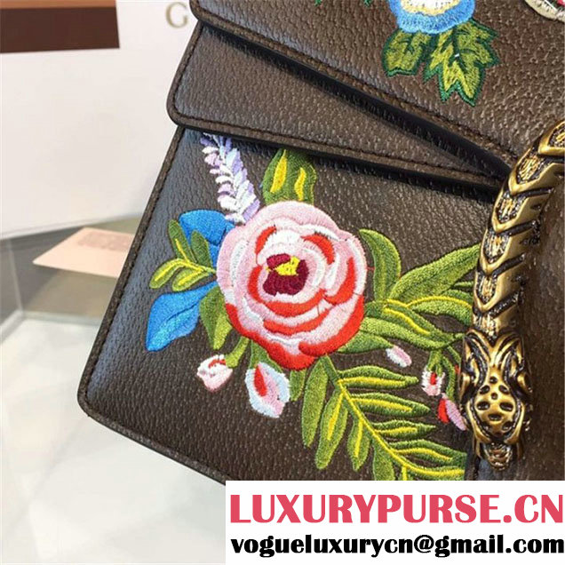 Gucci Dionysus GG Supreme Owl-Embroidered Canvas Shoulder Large Bag Fall Winter 2016 Collection Brown Multi