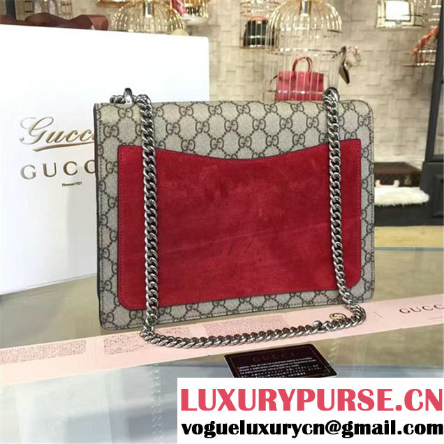 Gucci Dionysus GG Supreme Chain Heart Embroidery Canvas Shoulder Medium Bag Sequin Appliqué Fall Winter 2016 Collection Beige Red