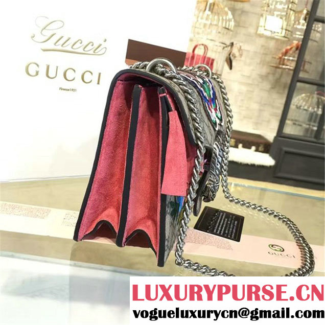 Gucci Dionysus GG Supreme Butterfly Flower Embroidery Canvas Shoulder Medium Bag Sequin Appliqué Fall Winter 2016 Collection Beige